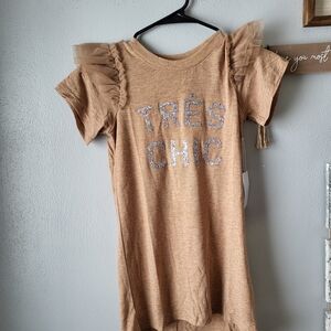 Nwt Girls Size 6 Joyfolie Tan 'Très Chic' Kids Casual Dress